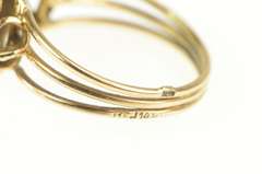 14K Yellow Gold Retro Oval Chrysocolla Cabochon Twist Trim Ring