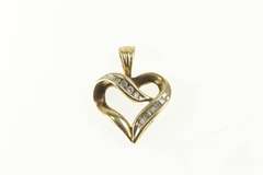 10K Yellow Gold 0.15 Ctw Classic Curvy Wavy Heart Love Pendant