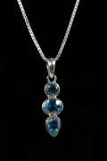 Sterling Silver Natural Blue Topaz Gemstone Pendant