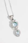 .925 Sterling Silver Pendant w/ Natural Blue Topaz Gem Stones 46mm x 14 mm