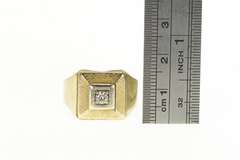 10K Yellow Gold 0.16 Ct Diamond 1960's Men's Squared Ring