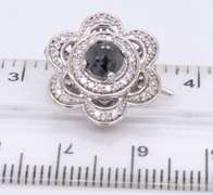 Gorgeous White Gold Black and White Diamond Flower Dangle Earrings