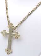 Vintage Sterling Silver Large Cross Pendant Brooch on Italian Chain