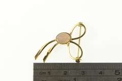 Gold Filled Moonstone Carved Egyptian Scarab Bow Pin/Brooch