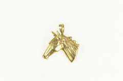 14K Yellow Gold Horse Head Equestrian Dressage Racing Pendant