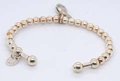 Italian 925 Sterling Silver Beads Cuff Bangle with Praying Hands
