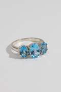 .925 Sterling Silver Ring w/ Blue Topaz Natural Gem Stones Size 7.5