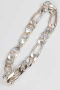 .925 Sterling Silver 10.9mm 3+1 Figaro Bracelet 10 Inches