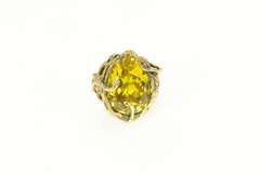 14K Yellow Gold 15.00 Ct Pear Golden Topaz Vine Cocktail Ring