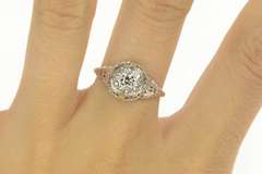 Platinum 0.70 Ctw Art Deco Filigree Domed Engagement Ring