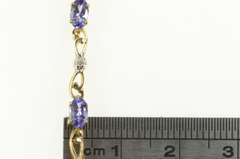 10K Yellow Gold Oval Tanzanite Diamond Accent Chain Bracelet