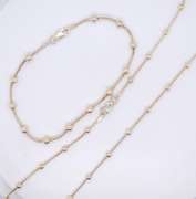 Vintage 925 Sterling Silver Beaded Necklace with Matching Bracelet