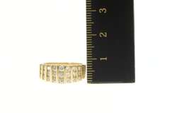 14K Yellow Gold Cubic Zirconia Row Channel Statement Band Ring