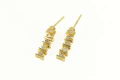 14K Yellow Gold 0.50 Ctw Diamond Bar Dangle Chain Statement Earrings