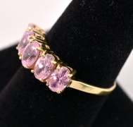 Sparkling Pink CZ Ring in 10K Yellow Gold