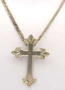 Vintage Sterling Silver Large Cross Pendant Brooch on Italian Chain