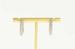 14K White Gold 1.34 Ctw Pave Diamond Inside Outside Hoop Earrings