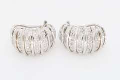 18K White Gold Diamond Omega Back Earrings