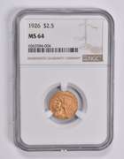 MS64 1926 $2.50 Indian Head Gold Quarter Eagle NGC