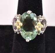 Ornate Large Green Amethyst Sterling Silver Ring