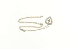14K White Gold 0.90 Ctw 1940's Diamond Heart Love Symbol Necklace
