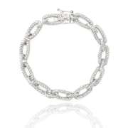 Silver Tone 1ct Diamonds Rectangle & Bar Link Bracelet
