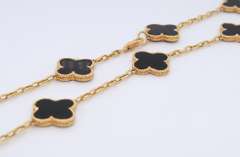 Fabulous 18kt Yellow Gold 20 Motifs Black Onyx Long Necklace
