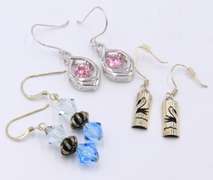 Pairs of 3 Sterling Silver Cubic Zirconia Dangle Earrings