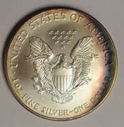 2003 Blue/Purple/Green Toned American Silver Eagle Uncirculated