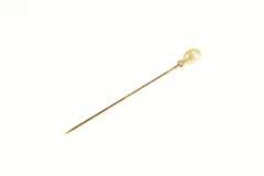 14K Yellow Gold Victorian Pearl Diamond Accent Classic Stick Pin