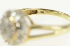 10K Yellow Gold 0.30 Ctw Diamond Round Cluster Statement Ring