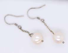 Vintage 925 Sterling Silver Pearl Dangle Earrings