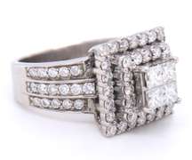 Incredible White Gold approximate 3ctw Princess Cut Diamond Ring