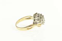 14K Yellow Gold 1.00 Ctw Diamond Cluster Bypass Statement Ring