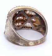 Vintage Sterling Silver Cubic Zirconia Wide Band