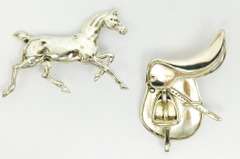 Signed Sterling Horse & Saddle Pins
