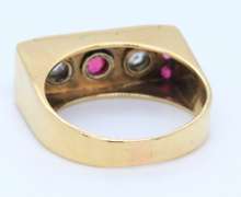 Vintage Yellow Gold Ruby and Euro Diamond Band