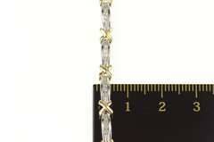 14K White Gold 0.50 Ctw Baguette Diamond Bar X Tennis Bracelet