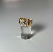 WOW!!!  Ladies Sparkling 14 Kt Yellow Gold Rare 3.35 Ct Marquis Cut Lab Created Diamond Ring