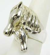 Big Chunky Sterling Mare & Foul Ring, Size 8