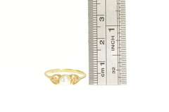 10K Yellow Gold Pearl Diamond Heart Accent Promise Ring