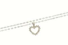 Platinum Diamond Classic Heart Love Chain Link Necklace