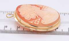 Beautiful Yellow Gold Shell Cameo Pin Pendant