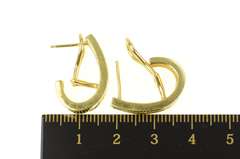 18K Yellow Gold 1.32 Ctw Curved French Clip Hoop Statement Earrings