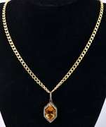 Gorgeous 12.95CTS Citrine & 1.80CTW Diamond Pendant Necklace in Gold Plated Sterling Silver