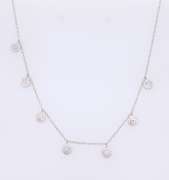 925 Sterling Silver Cubic Zirconia Disc Drop Dangles Necklace