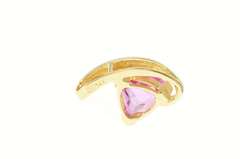 14K Yellow Gold Trillion Pink Sapphire Solitaire Statement Pendant