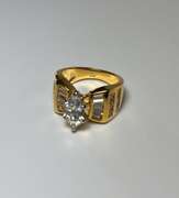 WOW!!!  Ladies Sparkling 14 Kt Yellow Gold Rare 3.35 Ct Marquis Cut Lab Created Diamond Ring