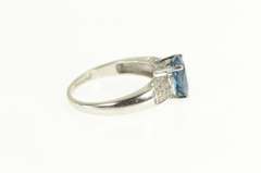 14K White Gold Oval London Blue Topaz Diamond Engagement Ring