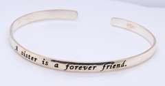 Vintage 925 Sterling Silver Bangle Bracelet Engraved Sister is a Forever Friend